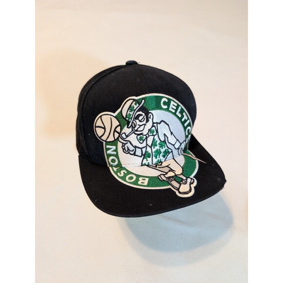 Vintage Boston Celtics Mitchell & Ness Hardwood Classic Panel Snapback Hat - Picture 1 of 9
